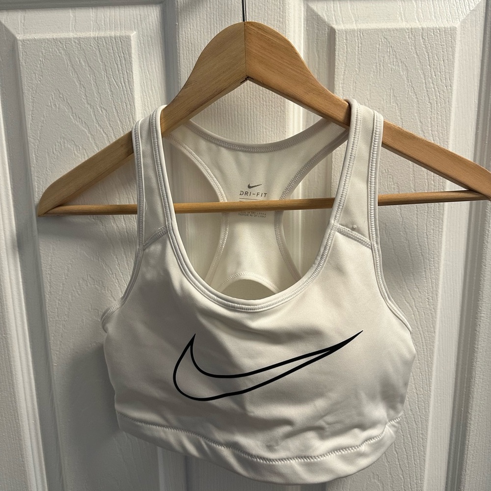 Nike White Dri-FIT Sports Bra